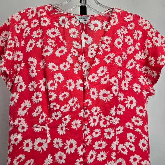 Rails Helena Cardinal Dress Daisy Floral Pink White Short Sleeve Button Front XS - Picture 2 of 9